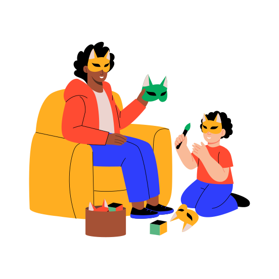 Making Mask, Family, Creativity, Artistic, Hobby illustration