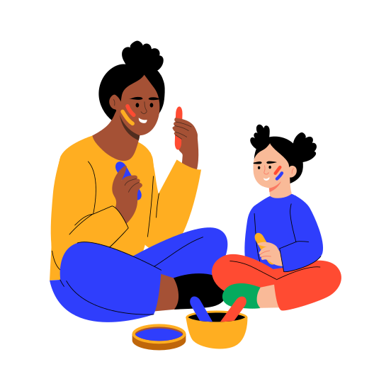 Motherhood, Face Painting, Bonding, Happy, Fun, illustration