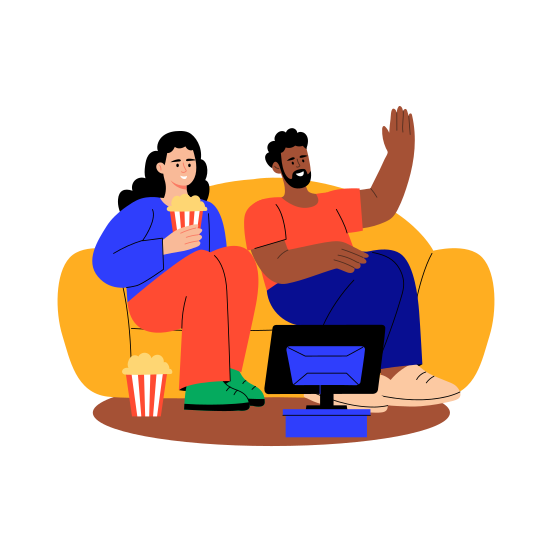 Movie Time, Entertainment, Watching, Family, Leisure illustration