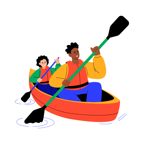 Paddling Boat, Kayaking, Canoeing, Outdoor, Activity illustration