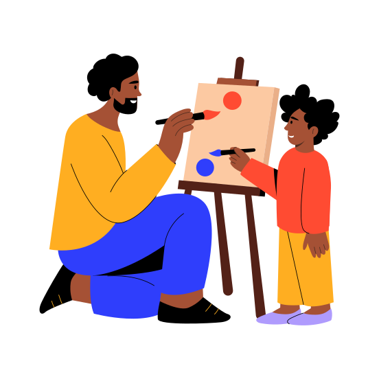 Painting, Fatherhood, Family, Hobby, Learning illustration