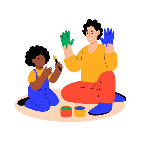 Painting Hand, Activity, Leisure, Fun, Happy Kid illustration