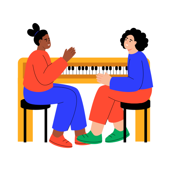 Piano Duet, Musical, Instrument, Leisure, Siblings illustration