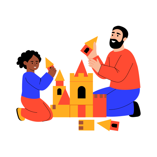 Playing, Family, Activity, Castle, Fatherhood illustration