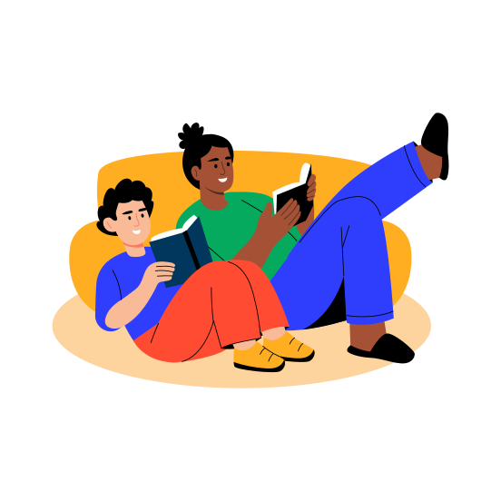 Reading Book, Leisure, Family, Hobby, Activity illustration