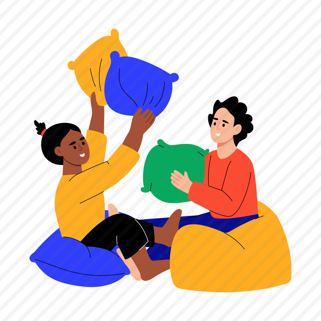 Sibling Playing, Joyful, Fun, Pillow Fight, Happiness preview