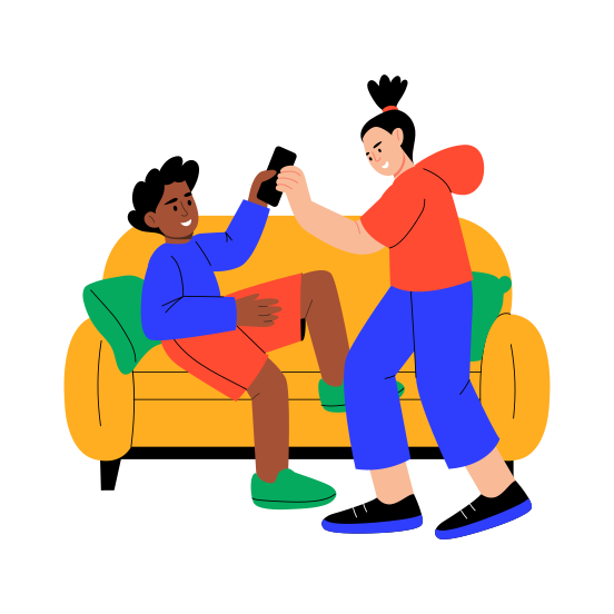Siblings Fight, Conflict, Grabbing, Dispute, Family illustration