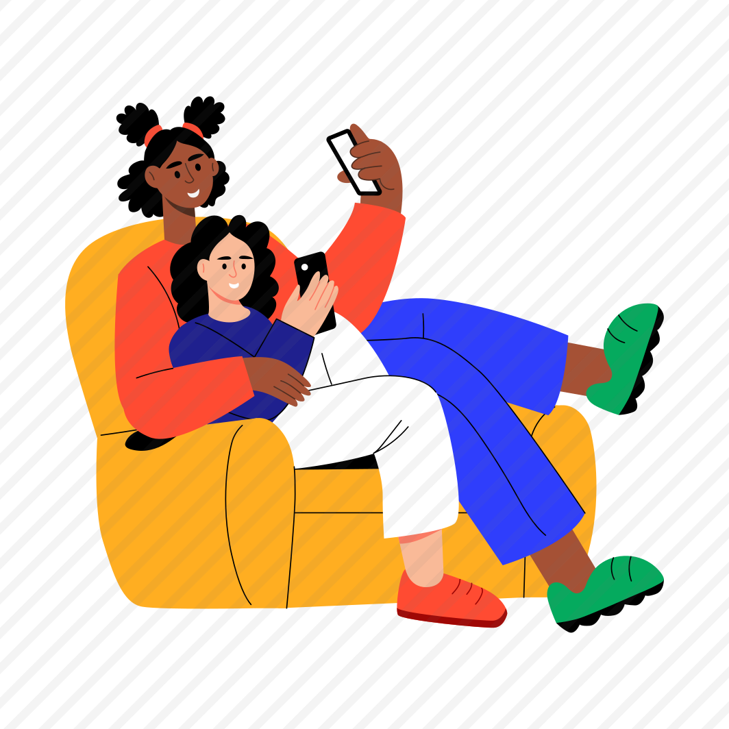 Siblings, Smiling, Bonding, Family, Using Phone preview