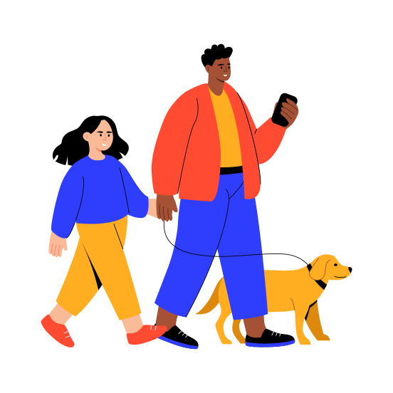 Walking Dog, Pet, Animal, Family, Companion illustration