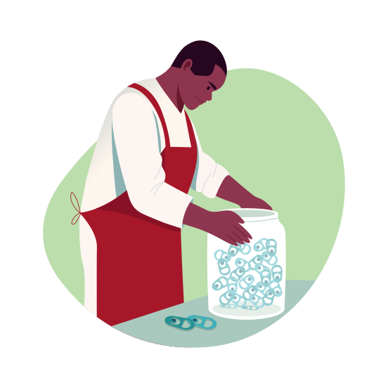 Can Tabs, Reuse, Recycling, Collecting, Crafting illustration