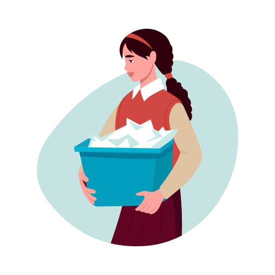 Collecting Paper, Waste, Garbage, Recycling, Reuse illustration