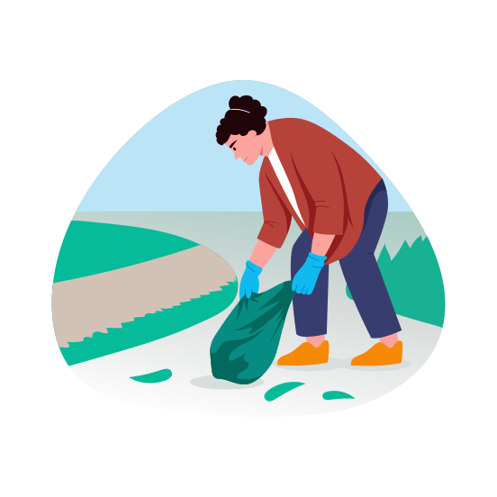 Collecting Trash, Cleaning, Garbage, Volunteering, Character illustration