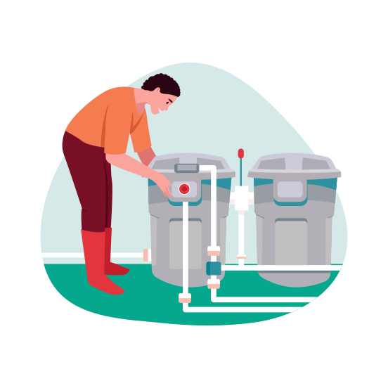 Greywater Recycling, Reclamation, Filtering, Reuse, Refining, illustration