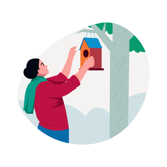 Hanging Birdhouse, Habitat, Volunteering, Bird Care, Philanthropy illustration