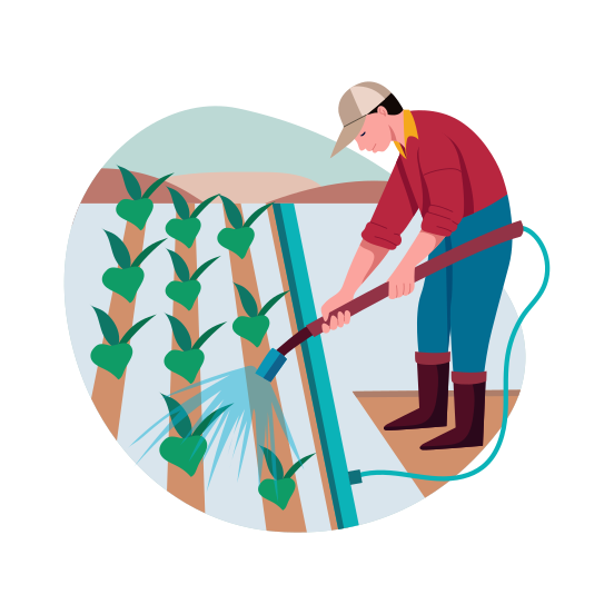Irrigation, Watering, Planting, Farming, Agriculturist illustration