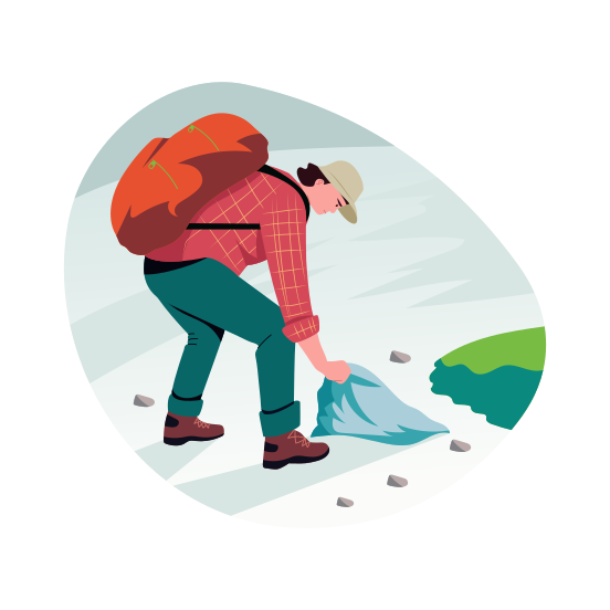 Picking Trash, Garbage, Volunteering, Contributing, Character illustration