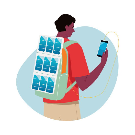 Powered Backpack, Charging, Solar, Energy, Sustainable illustration