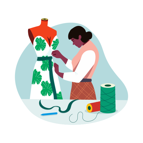 Sustainable Fashion, Stylist, Tailor, Designer, Stitching illustration
