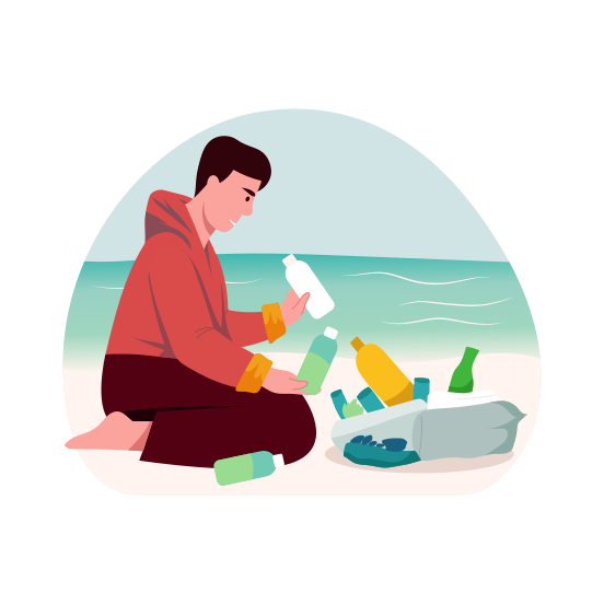 Trash Bottles, Waste, Garbage, Cleaning, Recycling illustration