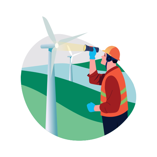 Turbine Engineer, Windmill, Wind Energy, Technician, Specialist illustration