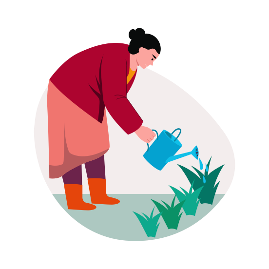 Watering Plants, Gardening, Planting, Growing, Ecology illustration