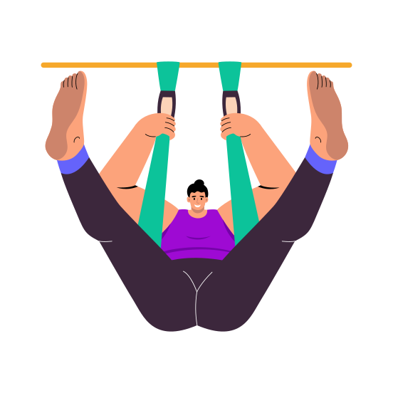 Aerial Yoga, Workout, Fitness, Exercise, Character, illustration