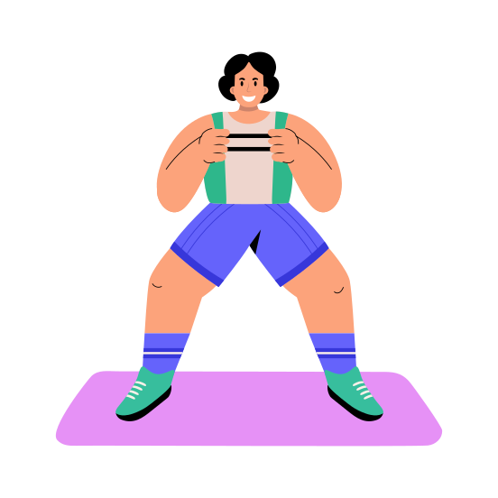 Band Squat, Stretching, Fitness, Workout, Exercise illustration