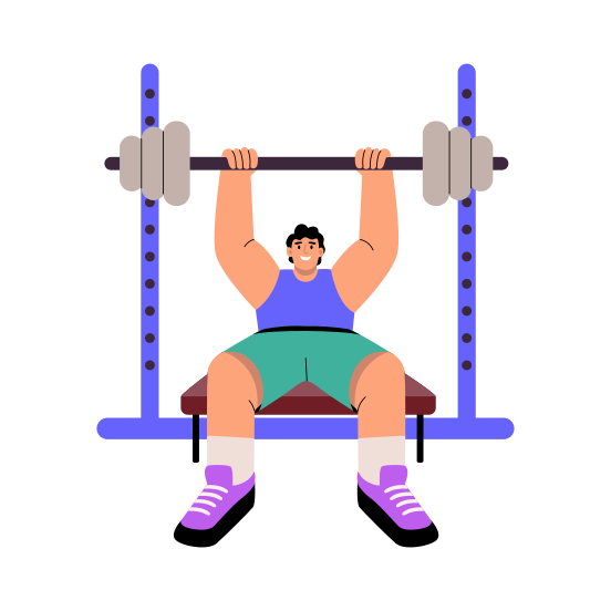 Bench Press, Weightlifting, Barbell, Dumbbell, Workout, illustration