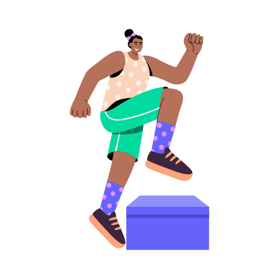 Block Workout, Plyometrics, Stepping, Character, Exercise, illustration