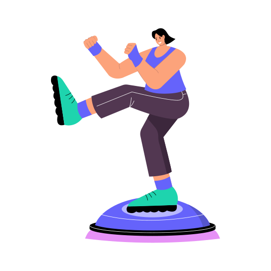 Bosu Balancing, Stability, Squat, Pilates, Workout, illustration