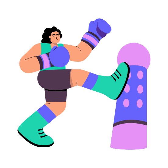 Boxing, Punching, Kicking, Trainig, Workout, illustration