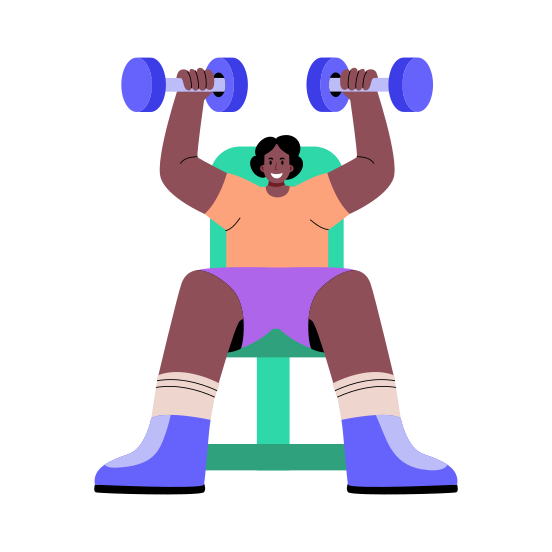Chest Press, Dumbbells, Barbells, Bench, Workout, illustration