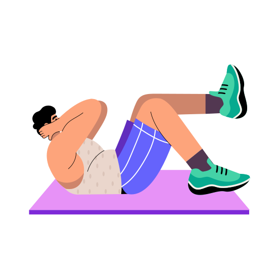 Crunches, Stretching, Exercise, Workout, Fitness, illustration