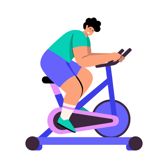 Cycling, Machine, Gymnastic, Workout, Fitness, illustration