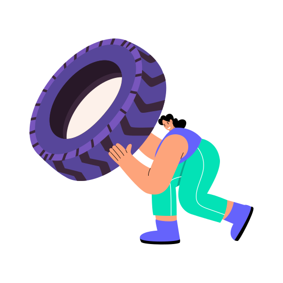 Flipping Tire, Workout, Exercise, Person, Muscular, illustration