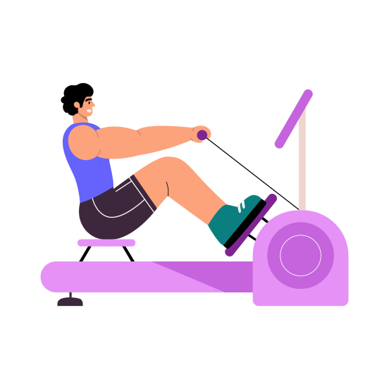 Rowing Machine, Aerobic, Equipment, Exercise, Workout, illustration