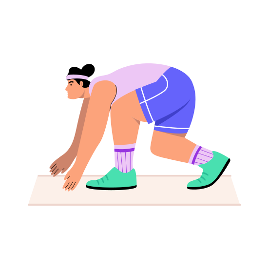 Running Position, Sprint, Athlete, Crouch, Character, illustration