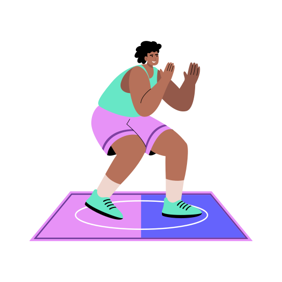 Squat, Aerobic, Exercise, Workout, Fitness, illustration