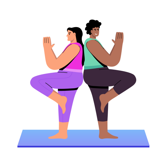 Yoga, Pose, Partners, Workout, Fitness, illustration