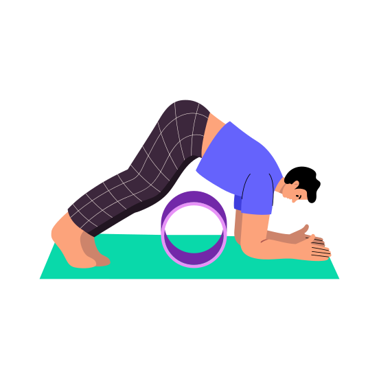 Yoga Wheel, Mat, Posture, Workout, Fitness, illustration