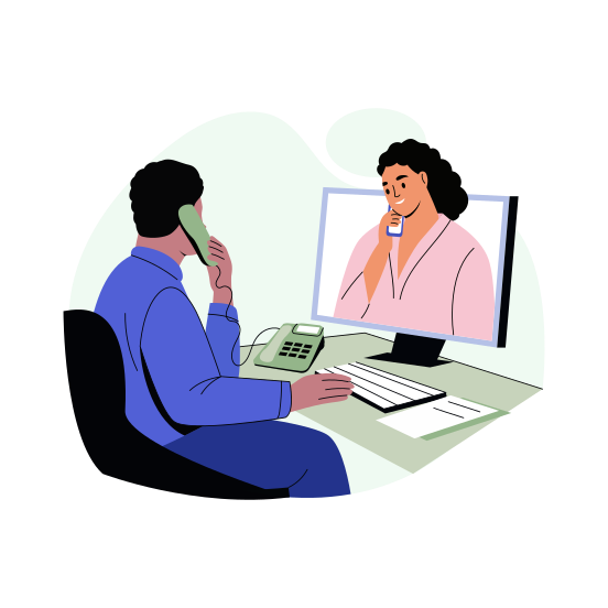 Client Call, Conversation, Communication, Talk, Chat illustration