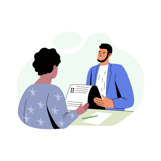 Client, Customer, Consumer, Meeting, Discussion illustration