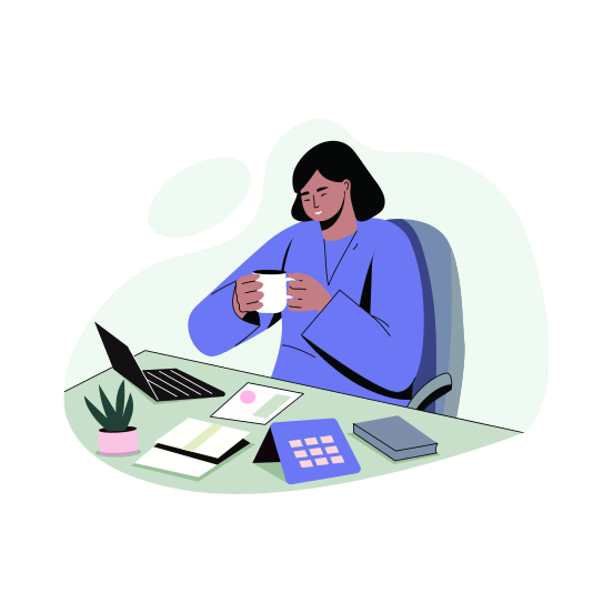 Coffee Break, Sipping, Drink, Beverage, Employment illustration