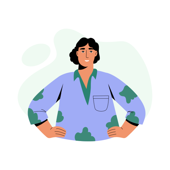 Confident Employee, Determination, Devotion, Worker, Character illustration