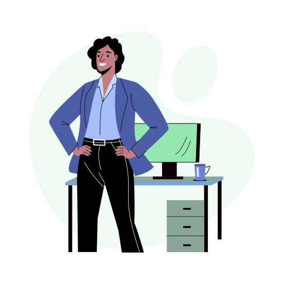 Feeling Accomplished, Confident, Determined, Employee, Character illustration