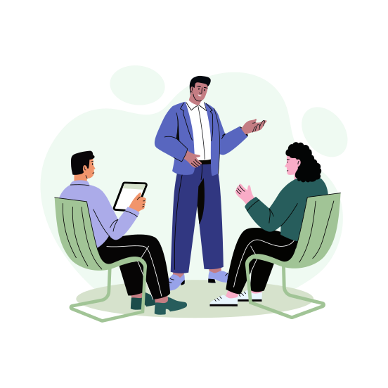 Giving Instructions, Advising, Guiding, Employment, Leadership illustration