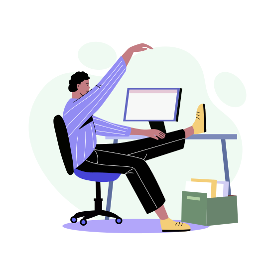 Office Stretching, Exercising, Relaxing, Break, Employment illustration