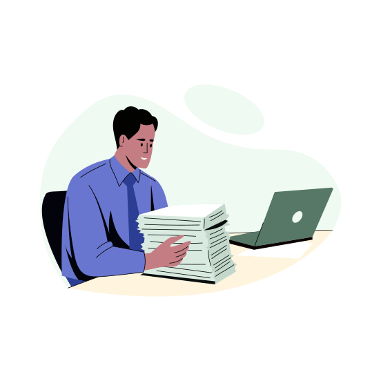 Office Work, Paperwork, Arranging, Organizing, Documents illustration
