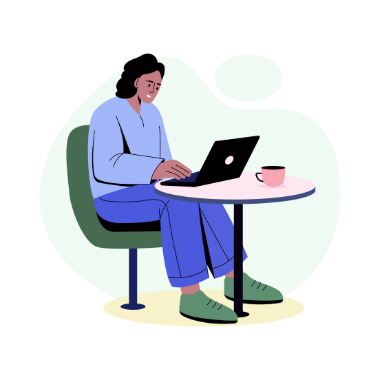 Online Work, Remotely, Freelancing, Outsourcing, Character illustration