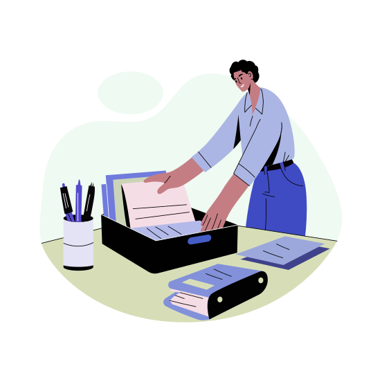 Organizing Desk, Cleaning, Sorting, Table, Employment illustration